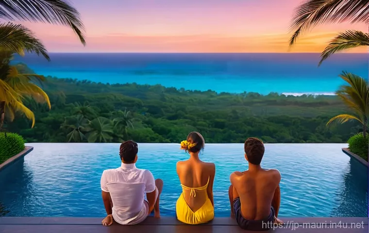 모리셔스 관광 수익 규모 - **Prompt 1: Serene Family Beach Day in Mauritius**
    "A wide-angle, highly detailed shot of a pris...