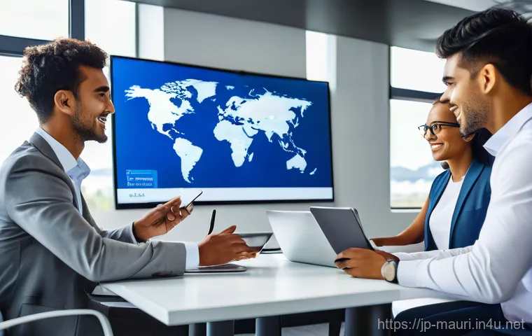 모리셔스 비즈니스 기회 - A diverse business professional, dressed in smart, modest business casual attire, is working intentl...