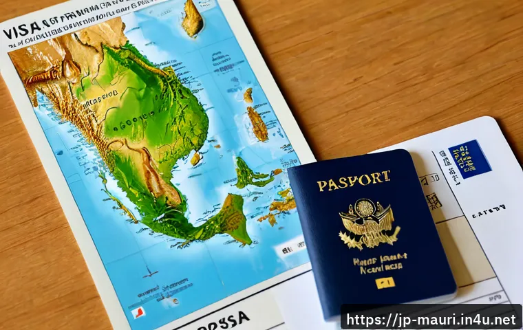 모리셔스 비자 정보 - Photorealistic travel visa preparation scene for a Japanese traveler visiting Mauritius, neatly orga...